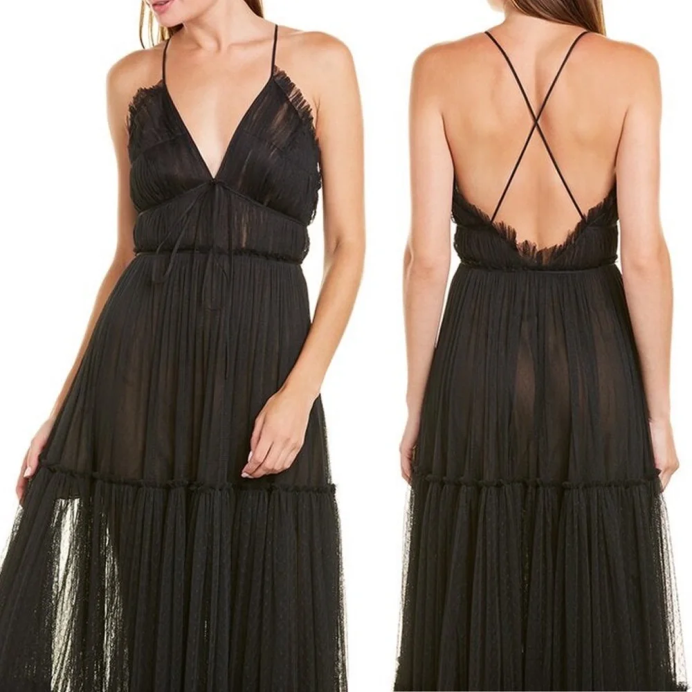✨NWT✨ SACHIN & BABI Vivien Silk Lined Gown in Jet Black SZ 0 (XS) - Picture 2 of 9